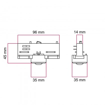 Adaptador Eutrac para carril trifásico - para extensión o unión