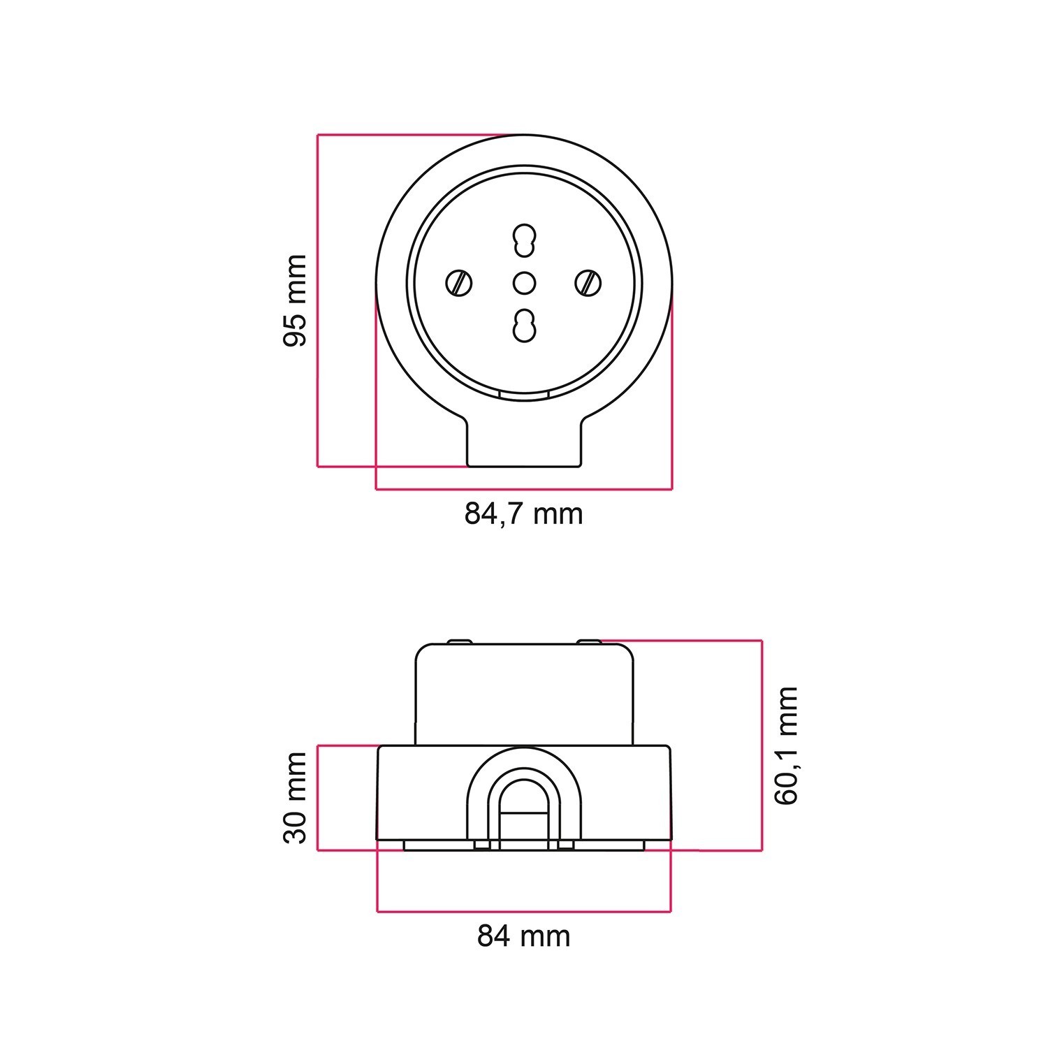 Italienisches Doppelsteckdosen-Kit 10/16A für die Wand und Basis für Creative-Tubes aus Porzellan