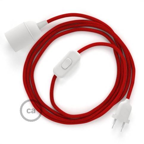 SnakeBis wiring with lamp holder and fabric cable - Fire Red Cotton RC35