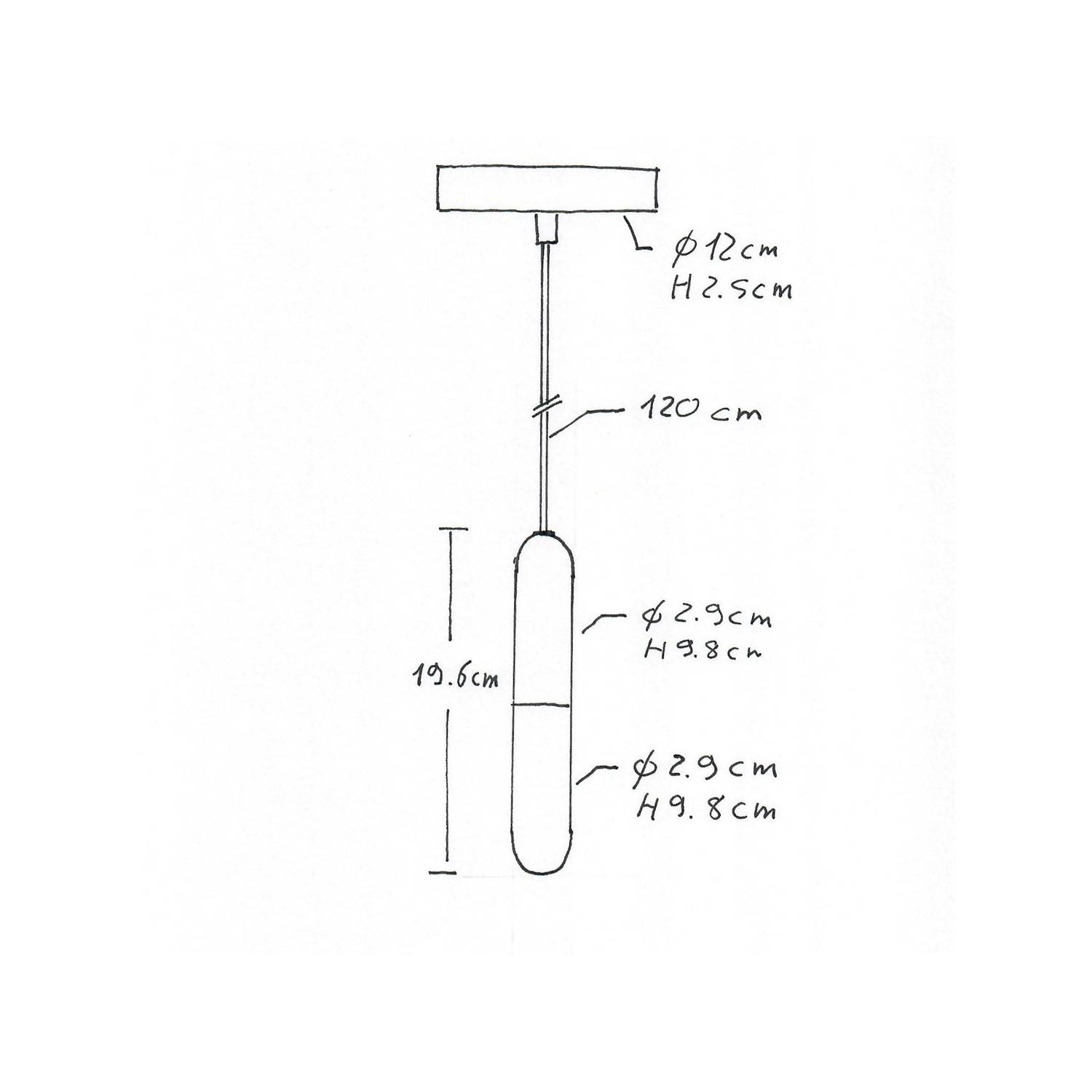 Lampa wisząca z kablem w oplocie, oprawką E14 P-Light i metalowymi elementami - Made in Italy