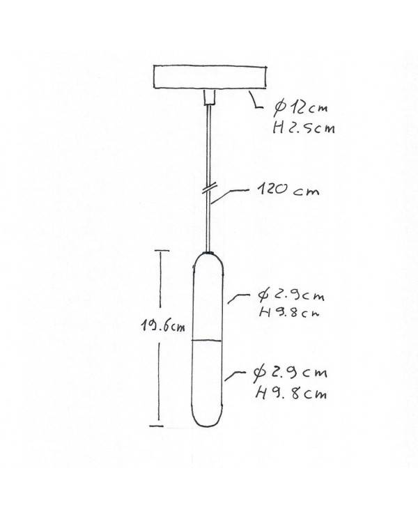 Függeszték textilkábellel, E14 P-Light foglalattal és fém kiegészítőkkel - Made in Italy