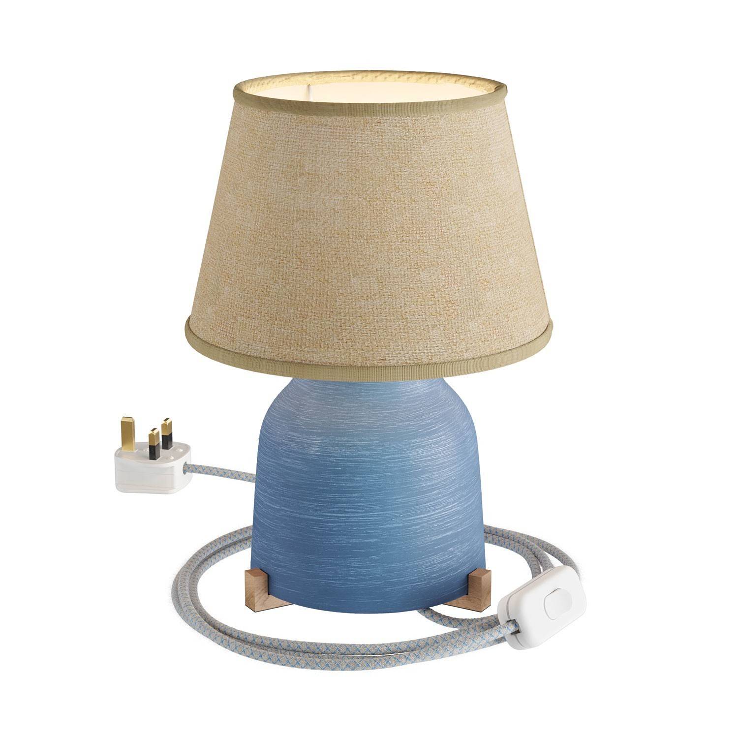 Ceramiczna lampa stołowa Vaso z kloszem Impero, w komplecie z kablem tekstylnym, przełącznikiem i wtyczką UK