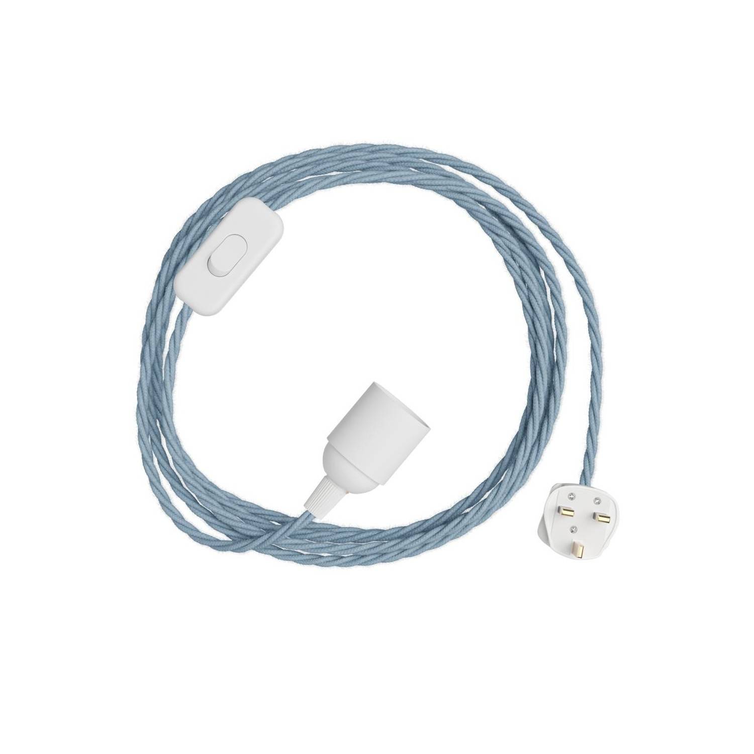 SnakeBis Twisted - Juego de cables con portalámparas, cable trenzado de tela y enchufe del Reino Unido