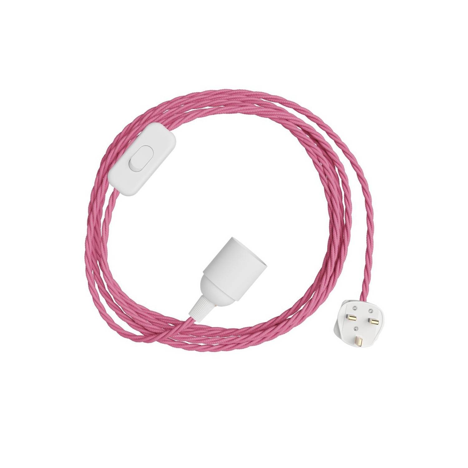 SnakeBis Twisted - Juego de cables con portalámparas, cable trenzado de tela y enchufe del Reino Unido