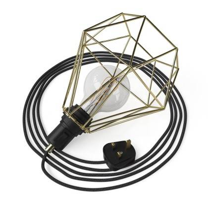 Table Snake - Lampe plug-in avec douille et cage Diamond et fiche UK