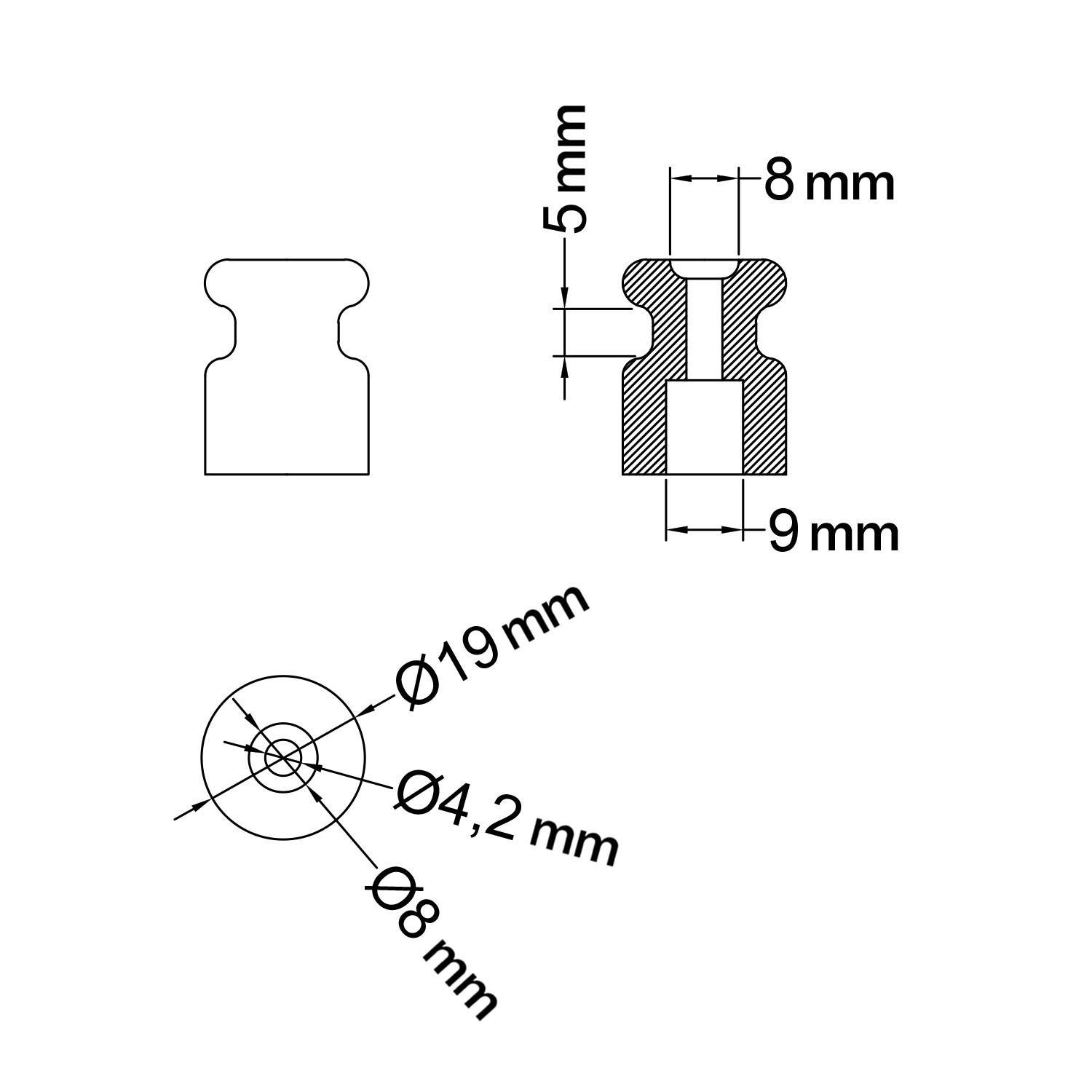 Izolator de porțelan pentru sistem de perete - 18 mm