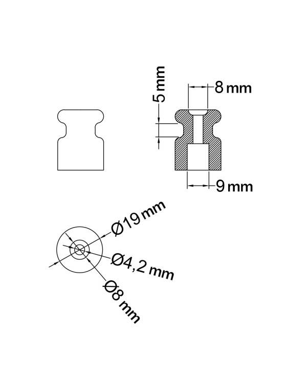 Izolator de porțelan pentru sistem de perete - 18 mm