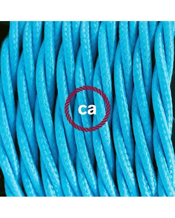 Cableado para lámpara, cable TM11 Efecto Seda Celeste 1,8m. Elige tu el color de la clavija y del interruptor!