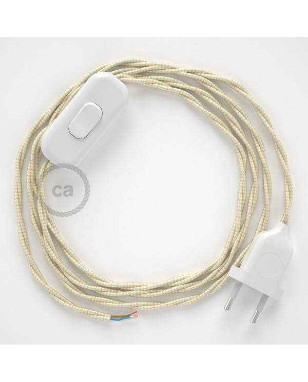 Cableado para lámpara, cable TM00 Efecto Seda Marfil 1,8m. Elige tu el color de la clavija y del interruptor!