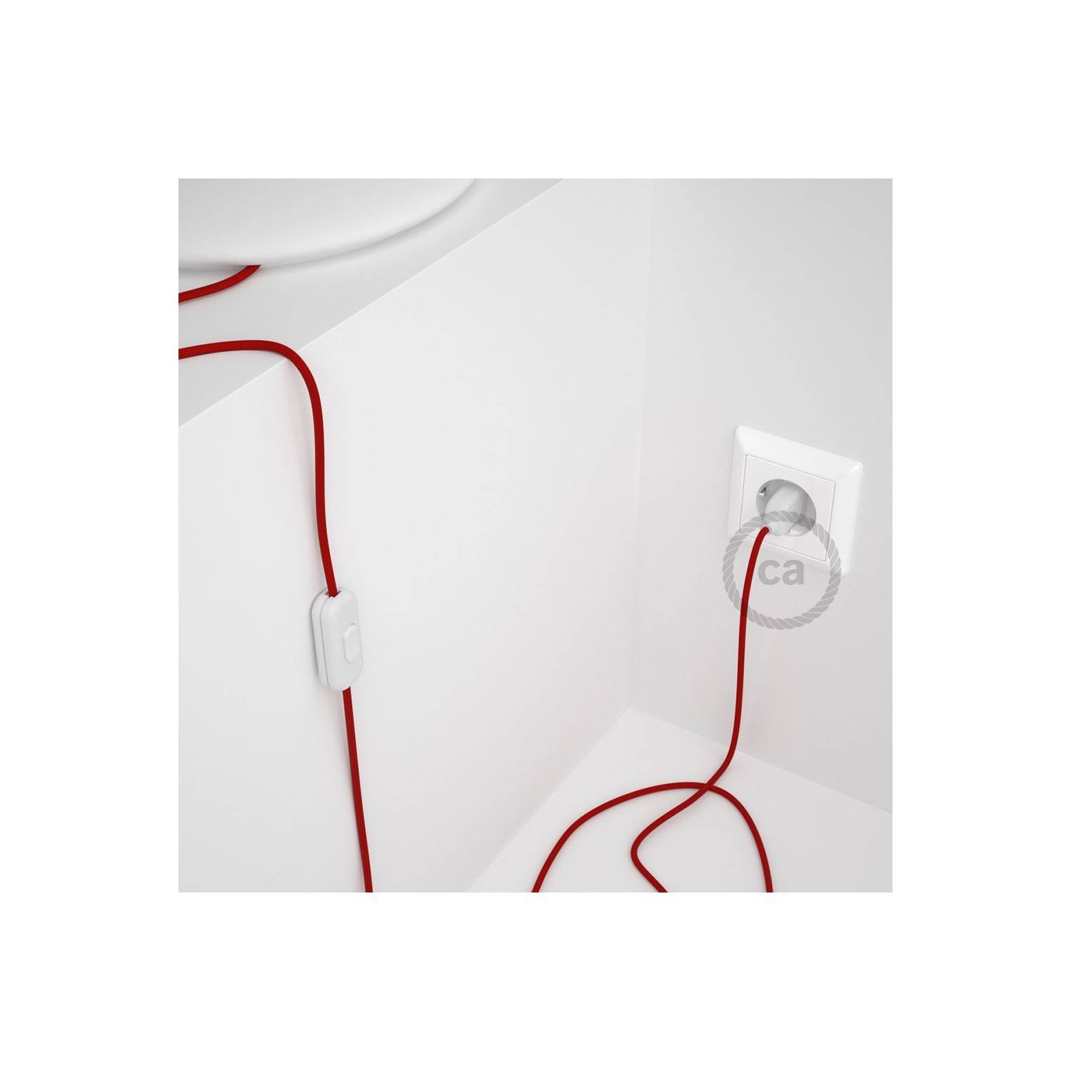 Cableado para lámpara, cable RM09 Efecto Seda Rojo 1,8m. Elige tu el color de la clavija y del interruptor!