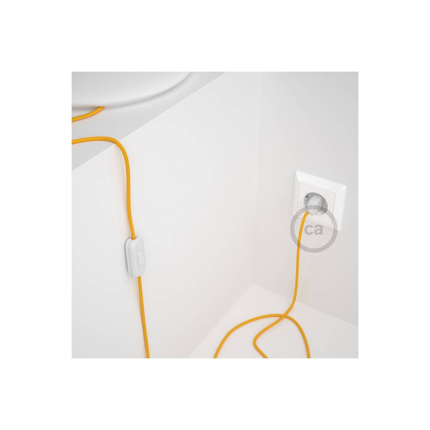 Cableado para lámpara, cable RM10 Efecto Seda Amarillo 1,8m. Elige tu el color de la clavija y del interruptor!