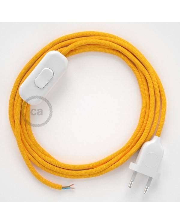 Cableado para lámpara, cable RM10 Efecto Seda Amarillo 1,8m. Elige tu el color de la clavija y del interruptor!