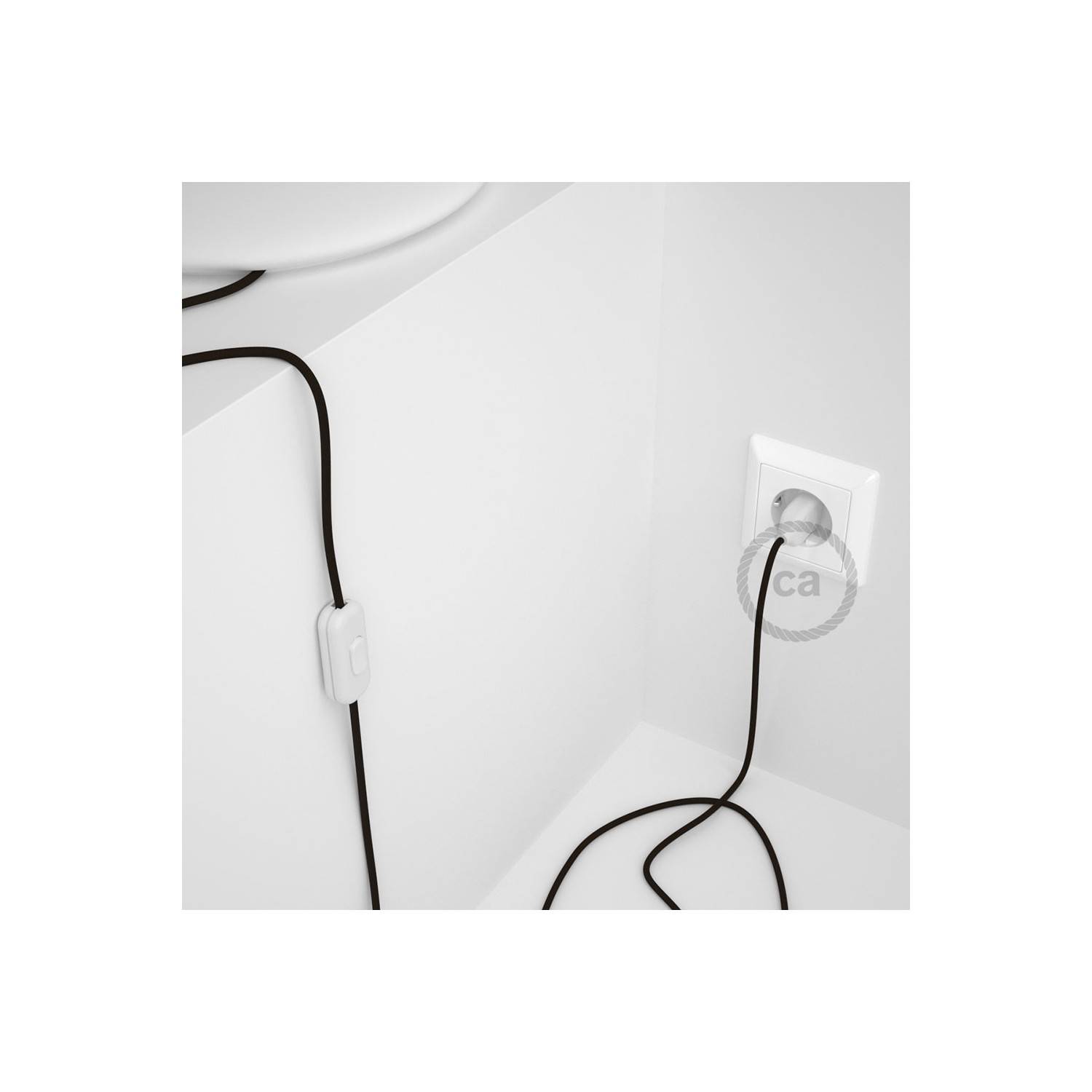Cableado para lámpara, cable RM13 Efecto Seda Marrón 1,8m. Elige tu el color de la clavija y del interruptor!