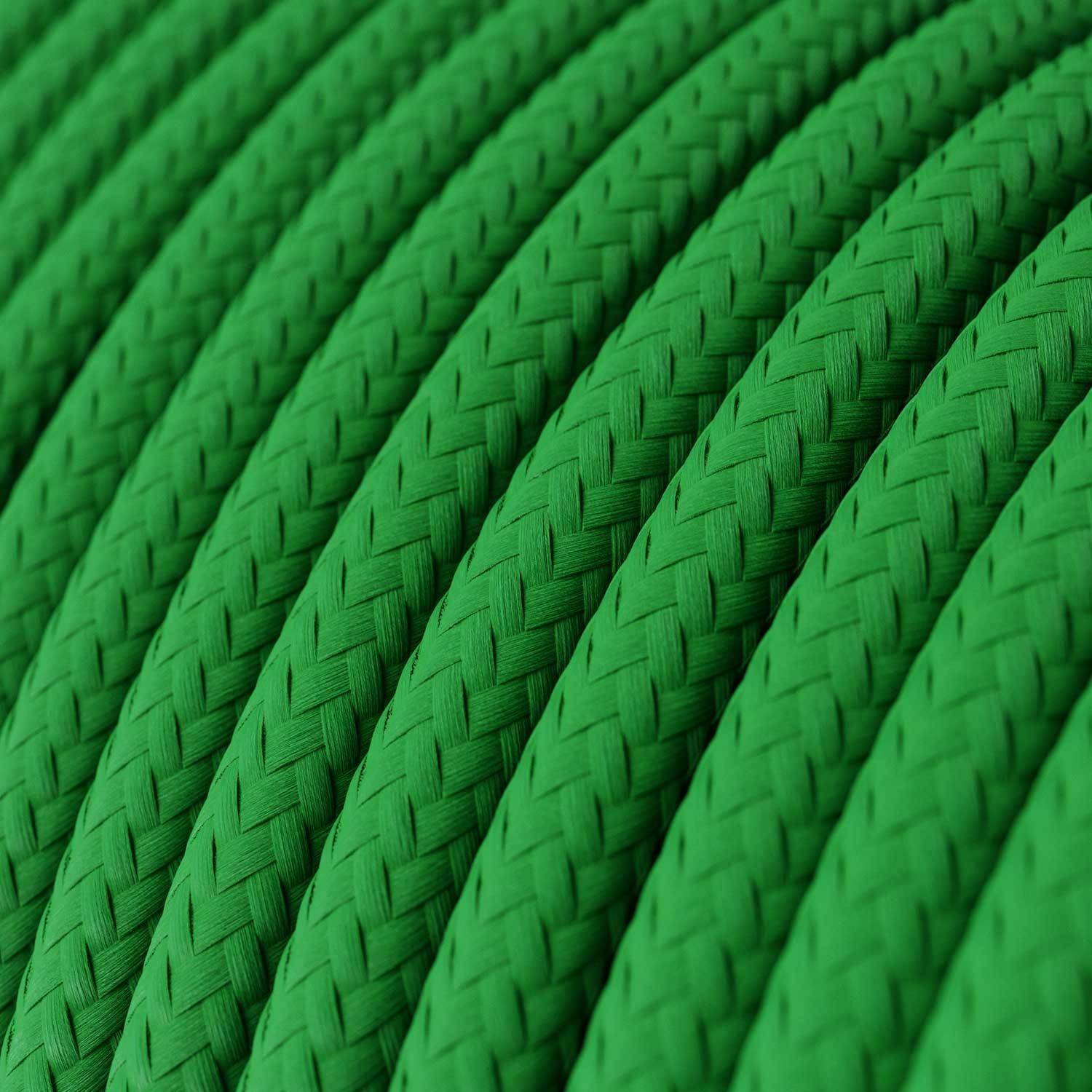 Cablu textil verde lucios pentru electricitate - Originalul Creative-Cables - RM06 rotund 2x0.75mm / 3x0.75mm