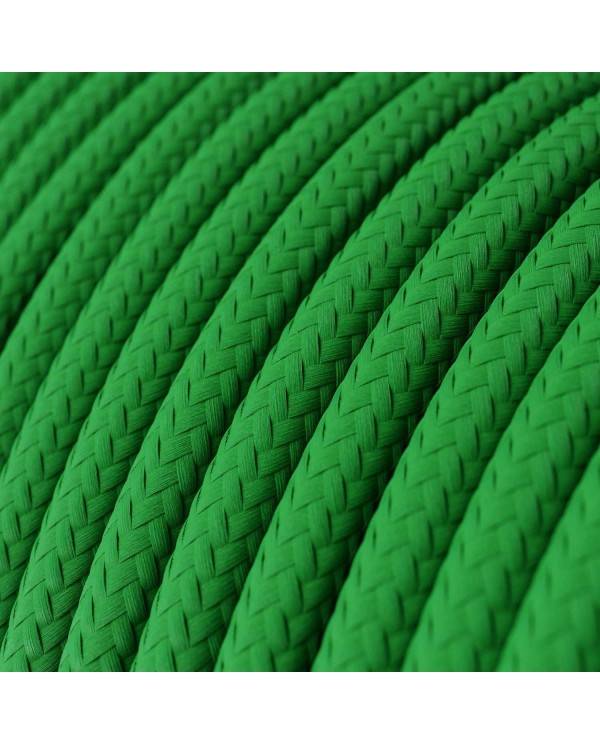 Cablu textil verde lucios pentru electricitate - Originalul Creative-Cables - RM06 rotund 2x0.75mm / 3x0.75mm