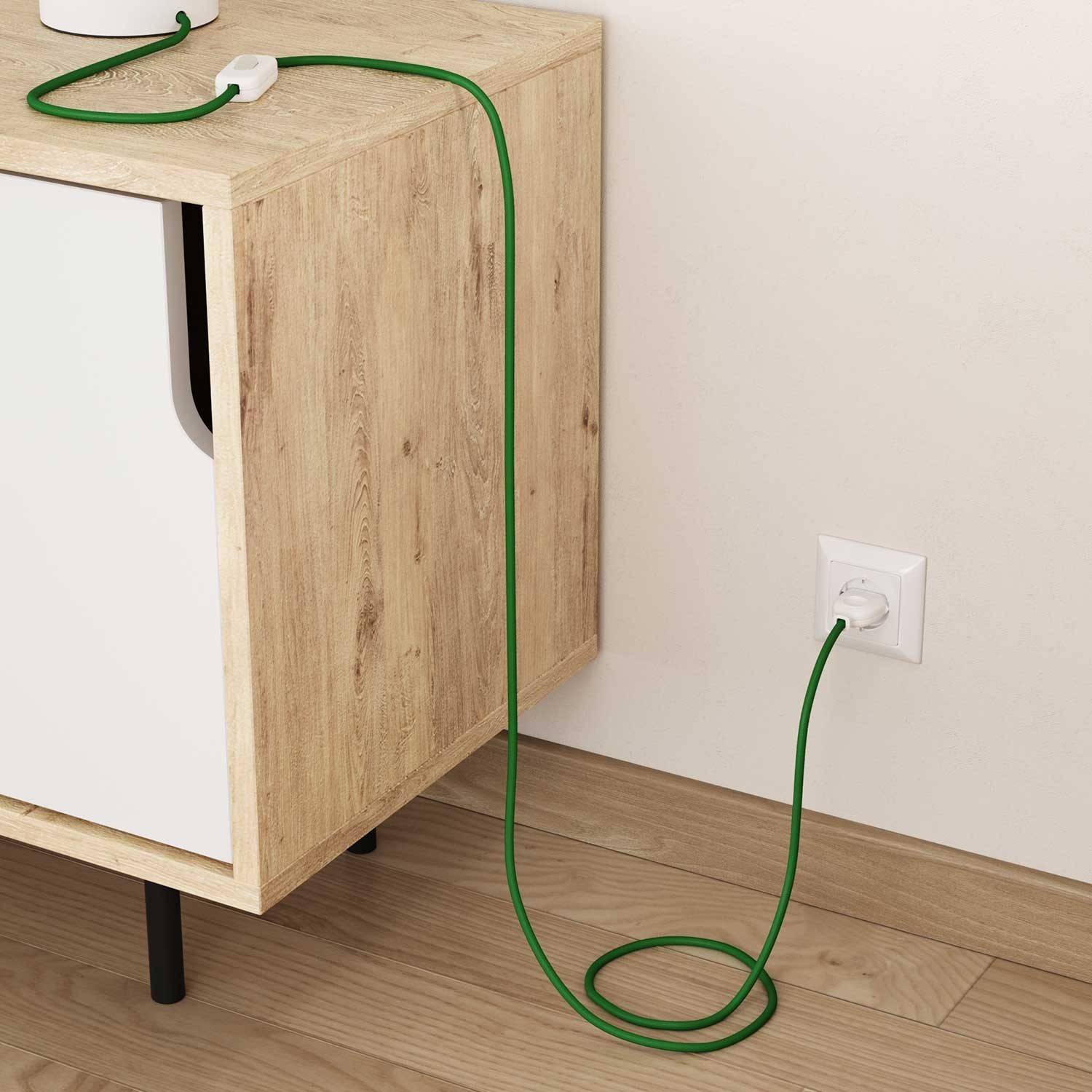 Cablu textil verde lucios pentru electricitate - Originalul Creative-Cables - RM06 rotund 2x0.75mm / 3x0.75mm