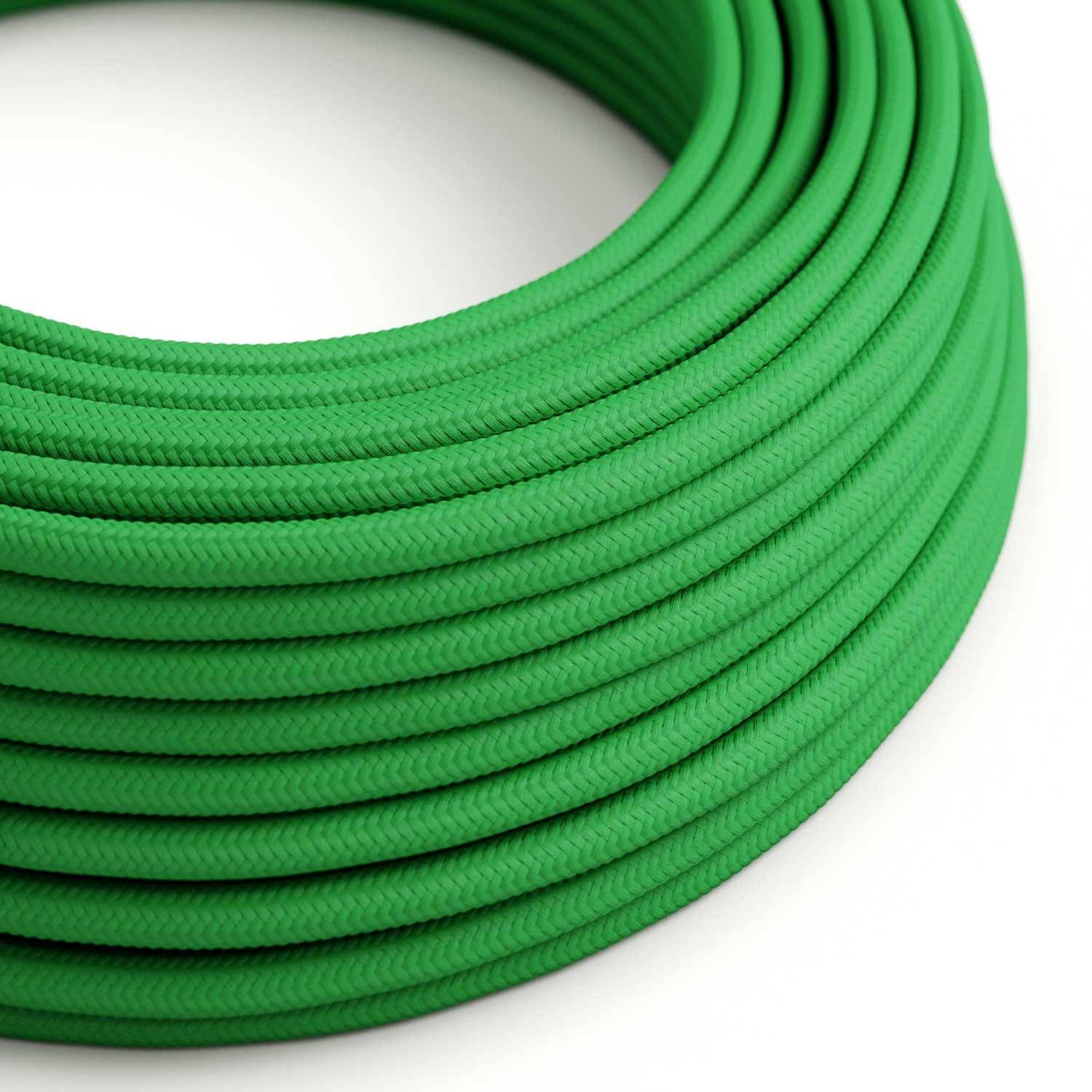 Cablu textil verde lucios pentru electricitate - Originalul Creative-Cables - RM06 rotund 2x0.75mm / 3x0.75mm