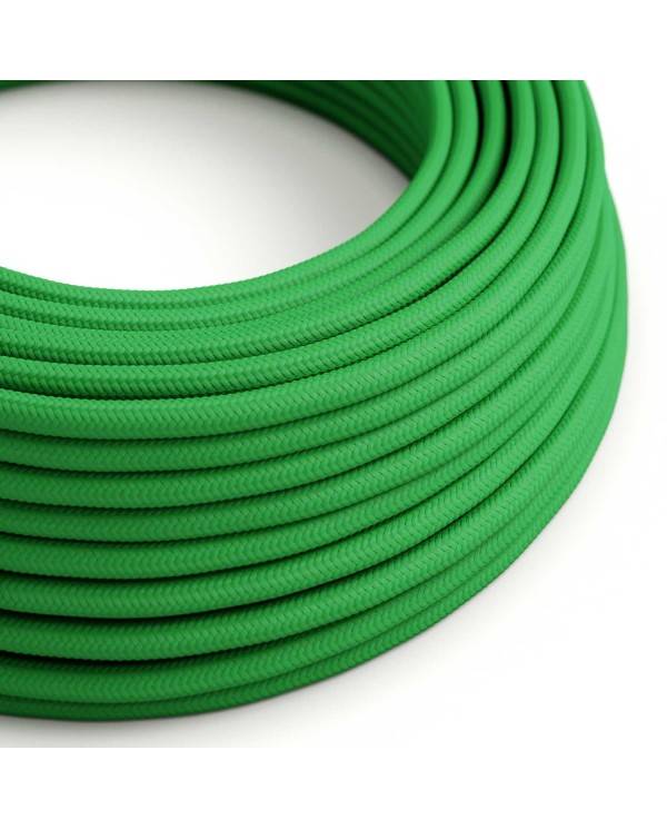 Cablu textil verde lucios pentru electricitate - Originalul Creative-Cables - RM06 rotund 2x0.75mm / 3x0.75mm