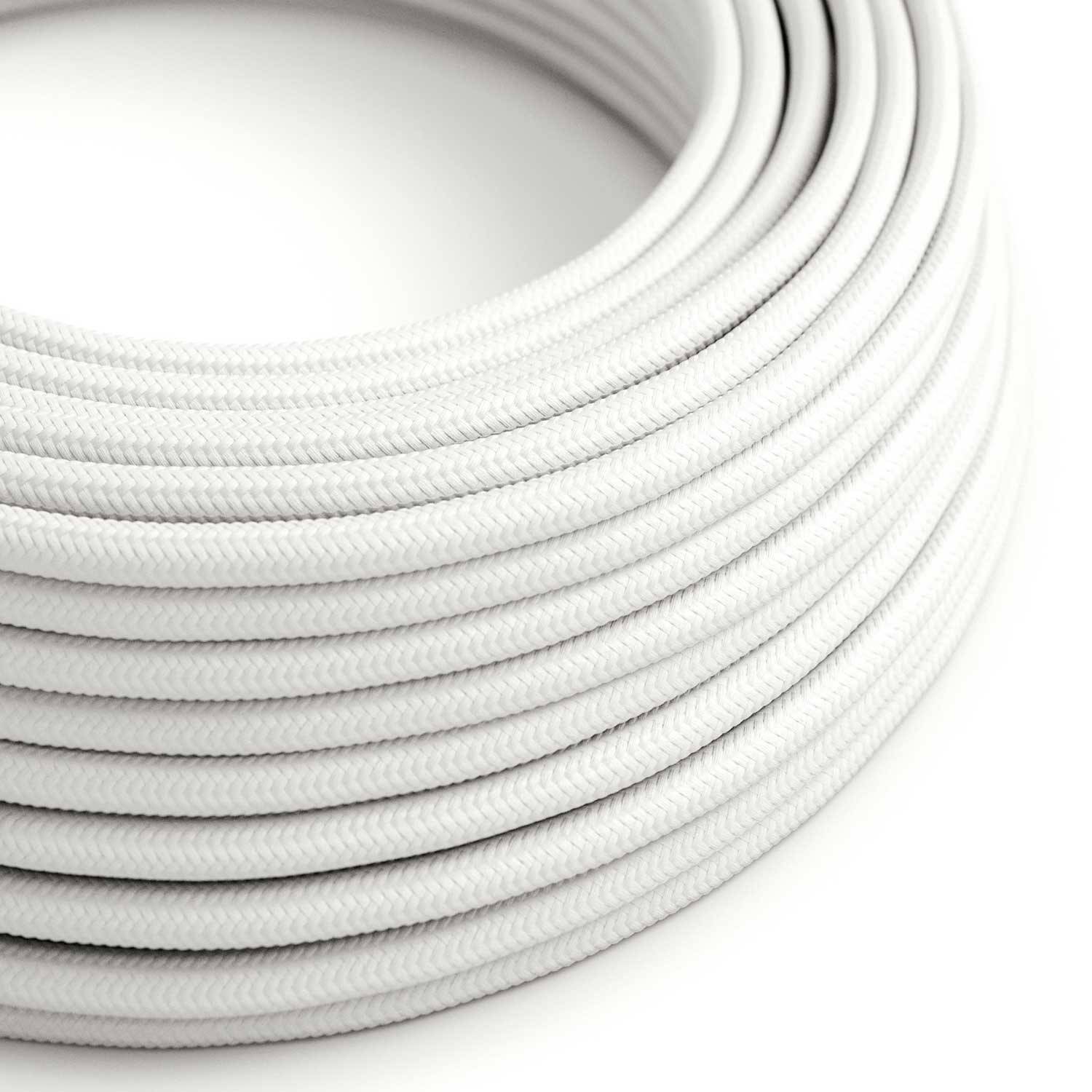 Biały kabel w oplocie Optyczna biel błyszczący okrągły 2x0,75mm / 3x0,75mm - RM01