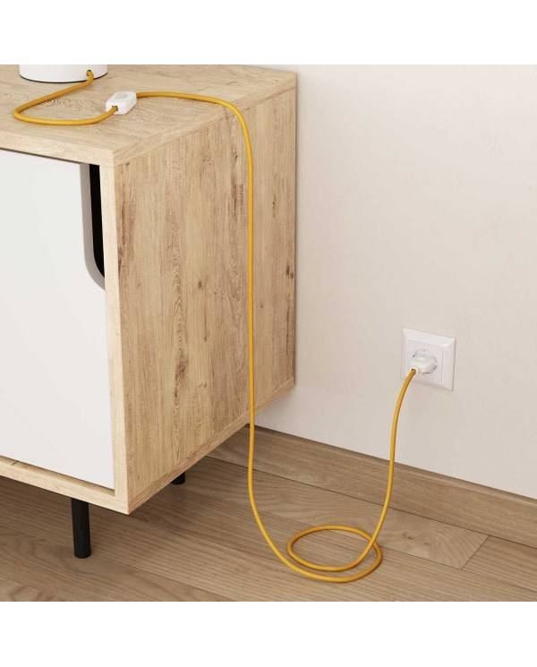 Cable Eléctrico Redondo Recubierto en tejido Efecto Seda Color Sólido, Amarillo RM10