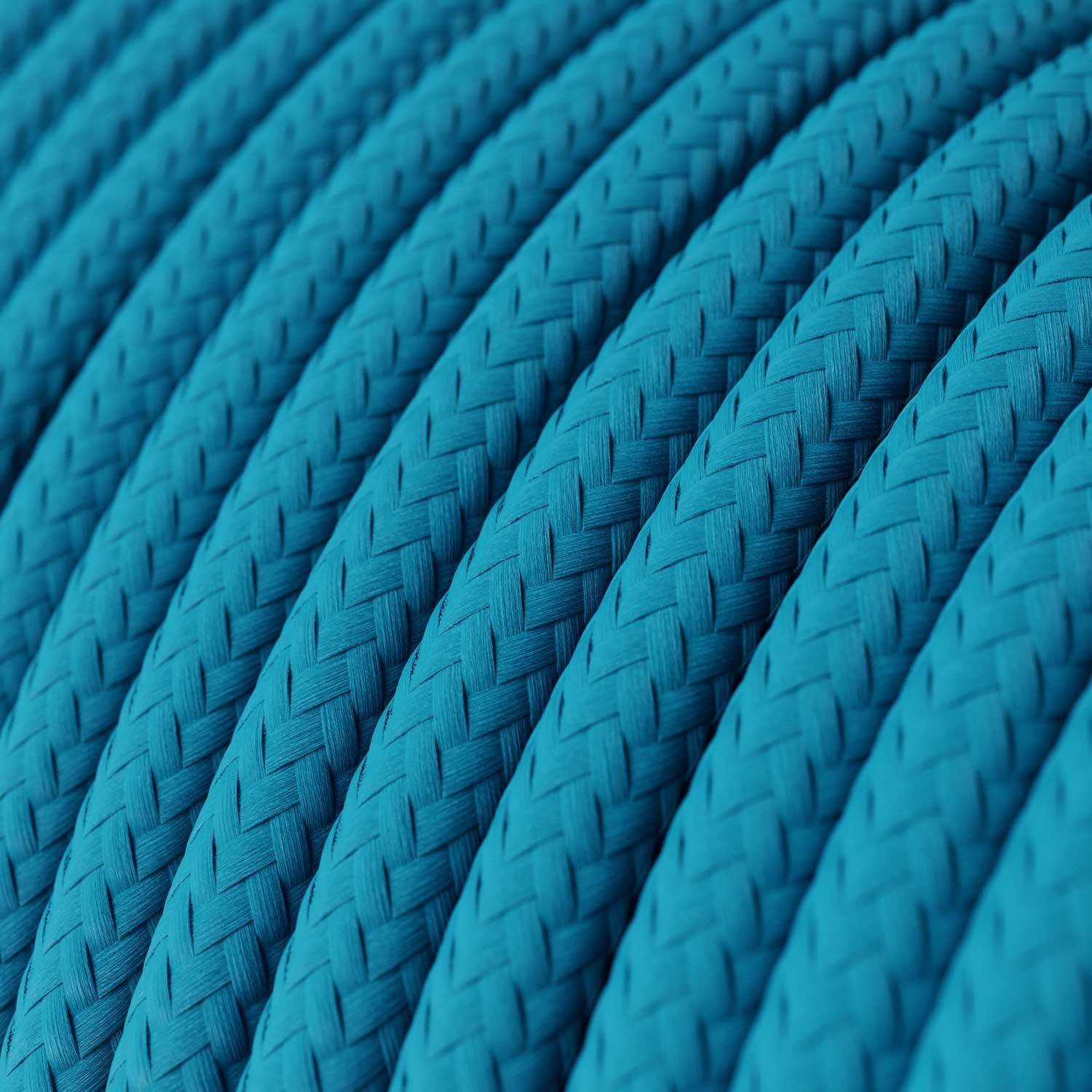 Textilkabel, cyanblau glänzend - Das Original von Creative-Cables - RM11 rund 2x0,75mm / 3x0,75mm