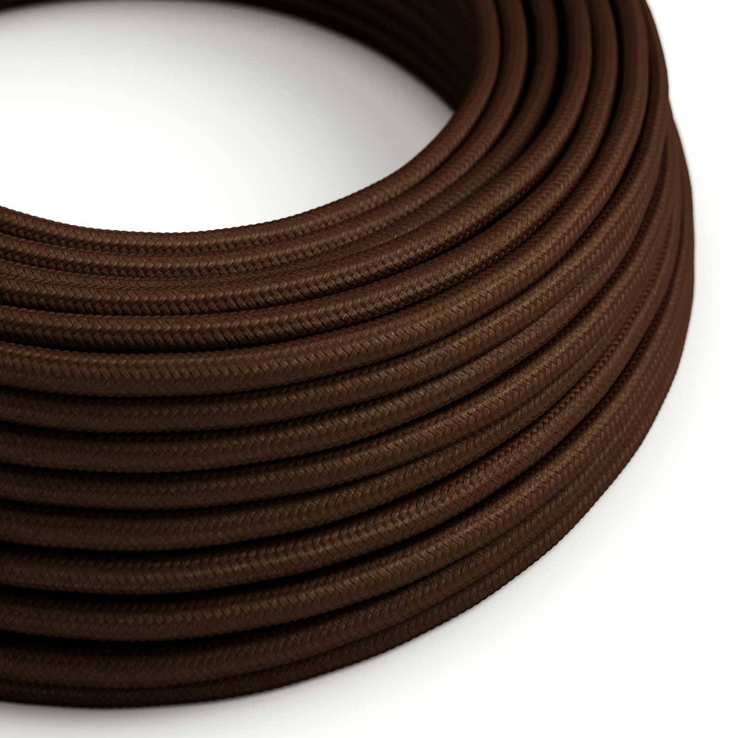 Cablu textil lucios pentru espresso maro - Creativ-Cables Original - rotund RM13 2x0.75mm / 3x0.75mm