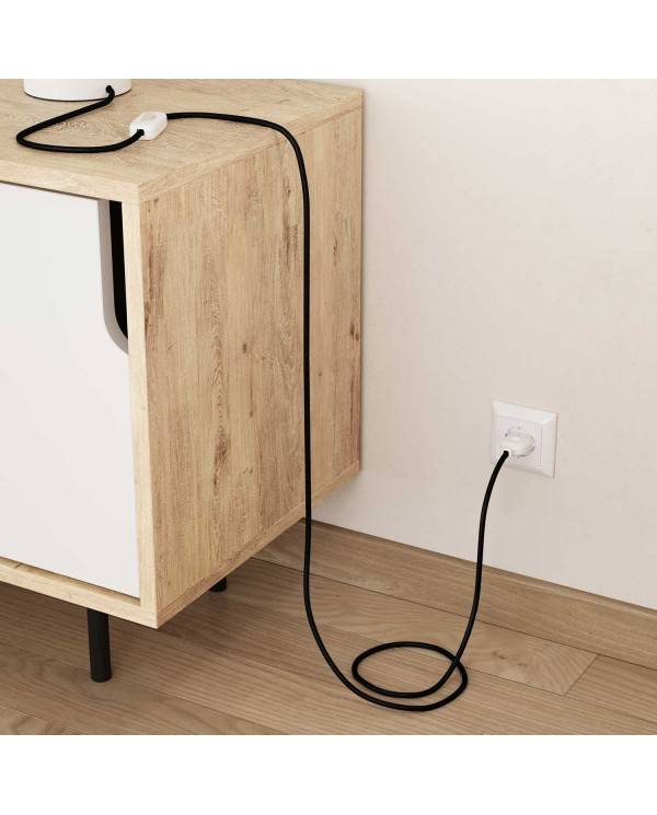 Hedvábný textilní elektrický kabel, RM04 Černý