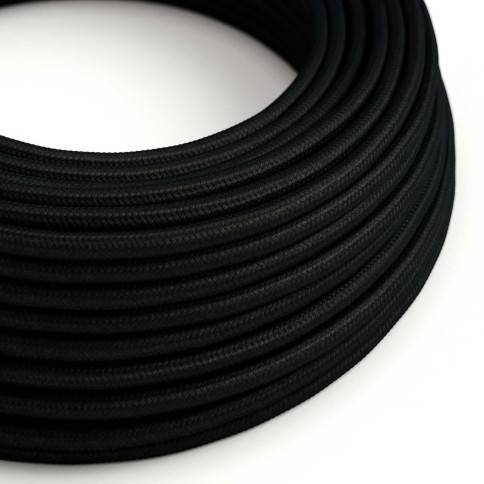 Cablu textil negru lucios de cărbune - Creativ-Cables Original - RM04 rotund 2x0.75mm / 3x0.75mm
