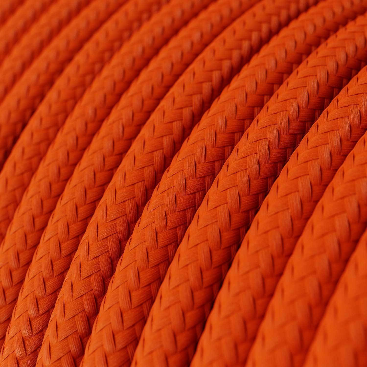 Cablu textil lucios portocaliu cu flacără - Creative-Cables Original - RM15 rotund 2x0.75mm / 3x0.75mm