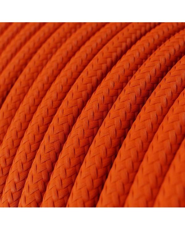 Cable Eléctrico Redondo Recubierto en tejido Efecto Seda Color Sólido, Naranja RM15