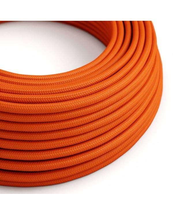 Cablu textil lucios portocaliu cu flacără - Creative-Cables Original - RM15 rotund 2x0.75mm / 3x0.75mm