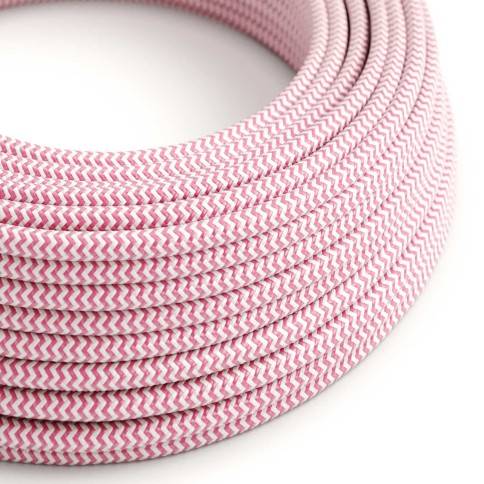 Cable Eléctrico Redondo Recubierto en tejido Efecto Seda ZigZag, Fuchsia RZ08