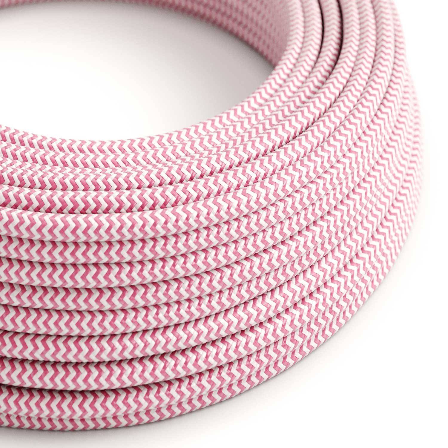 Cable Eléctrico Redondo Recubierto en tejido Efecto Seda ZigZag, Fuchsia RZ08