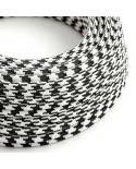 Cablul textil Glossy Charcoal Black și Optical White - Creativity-Cables Original - RP04 rotund 2x0.75mm / 3x0.75mm