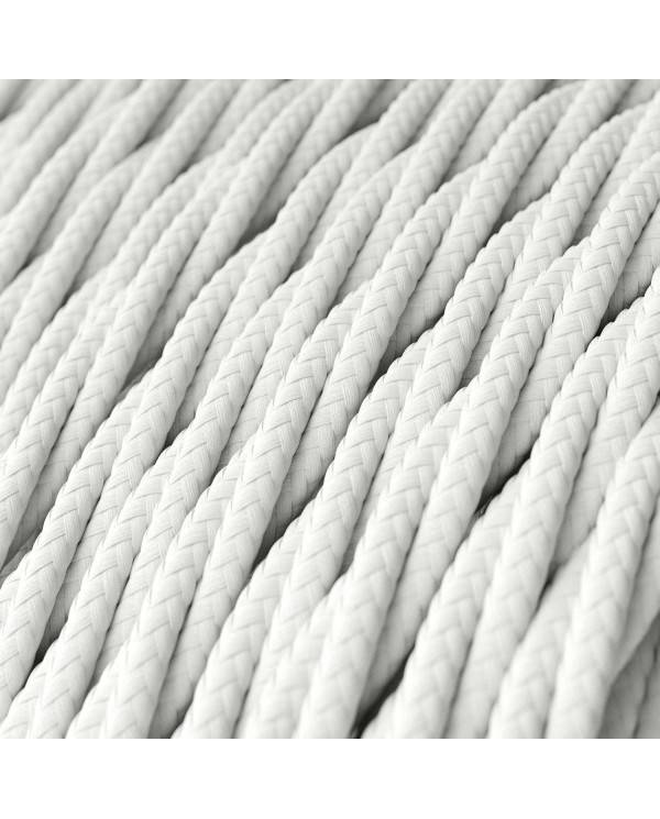 Cable Eléctrico Trenzado Recubierto en tejido Efecto Seda Color Sólido Blanco TM01