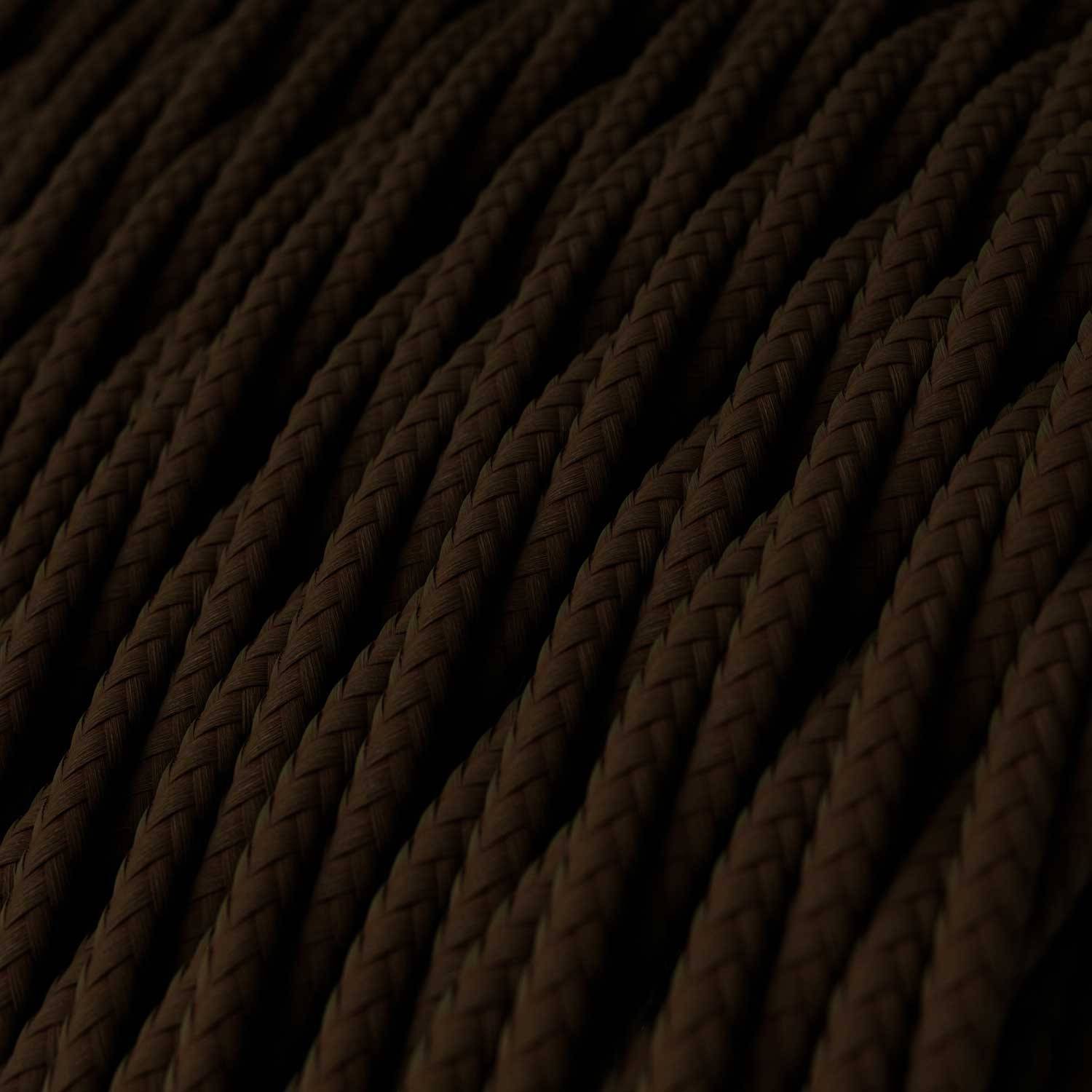 Cablu textil lucios de culoare maro espresso - Creative-Cables Original - TM13 împletit 2x0.75mm / 3x0.75mm