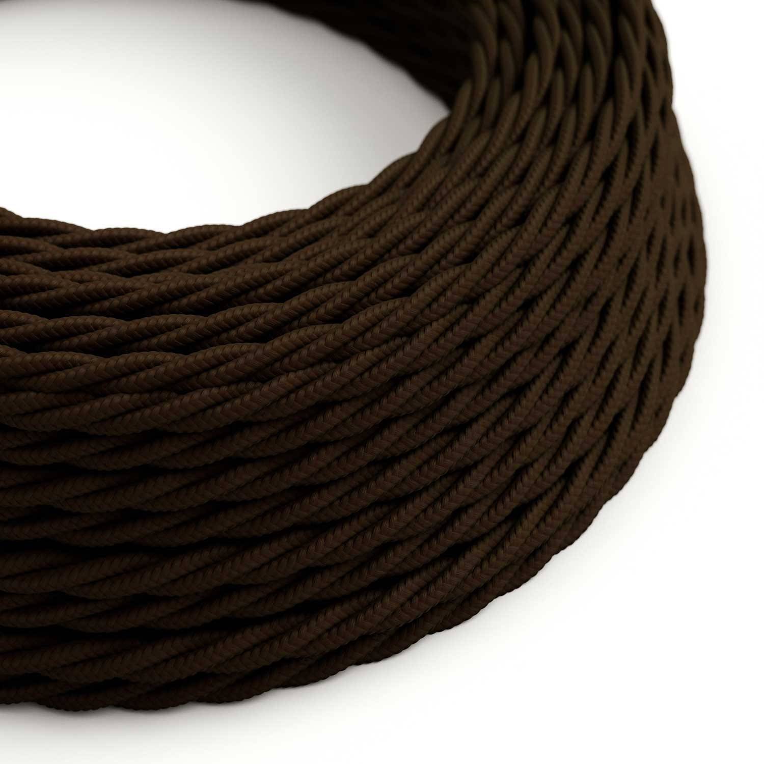 Cablu textil lucios de culoare maro espresso - Creative-Cables Original - TM13 împletit 2x0.75mm / 3x0.75mm