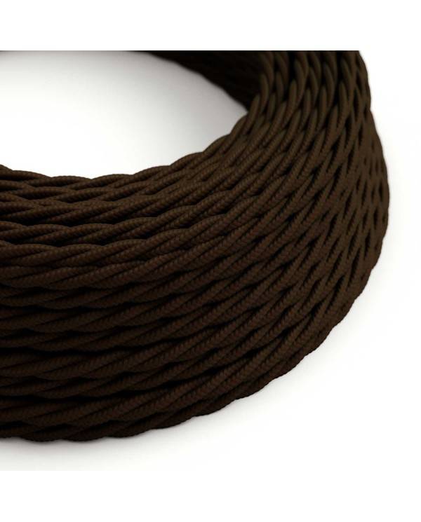 Cablu textil lucios de culoare maro espresso - Creative-Cables Original - TM13 împletit 2x0.75mm / 3x0.75mm