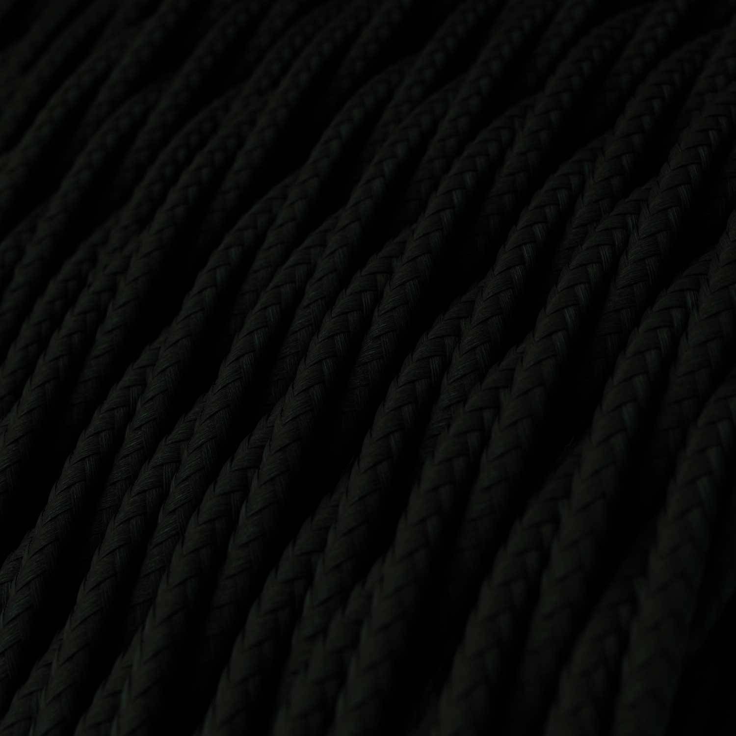 Cablu textil negru lucios din cărbune - The Original Creative-Cables - TM04 împletit 2x0.75mm / 3x0.75mm