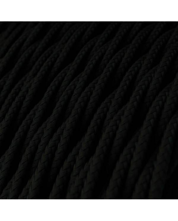 Cablu textil negru lucios din cărbune - The Original Creative-Cables - TM04 împletit 2x0.75mm / 3x0.75mm