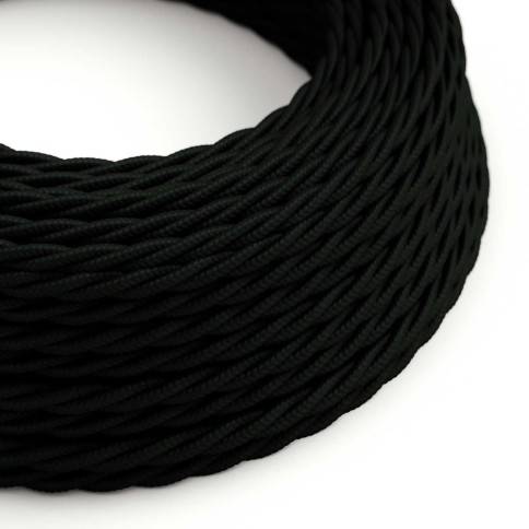 Cablu textil negru lucios din cărbune - The Original Creative-Cables - TM04 împletit 2x0.75mm / 3x0.75mm