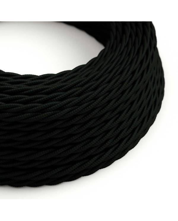 Cablu textil negru lucios din cărbune - The Original Creative-Cables - TM04 împletit 2x0.75mm / 3x0.75mm