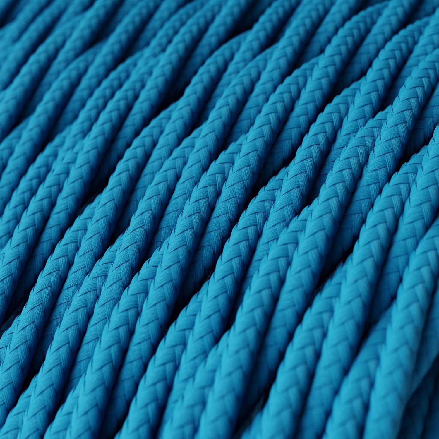 Cablu textil Glossy Blue Cyan - The Original Creative-Cables - TM11 impletit 2x0.75mm / 3x0.75mm