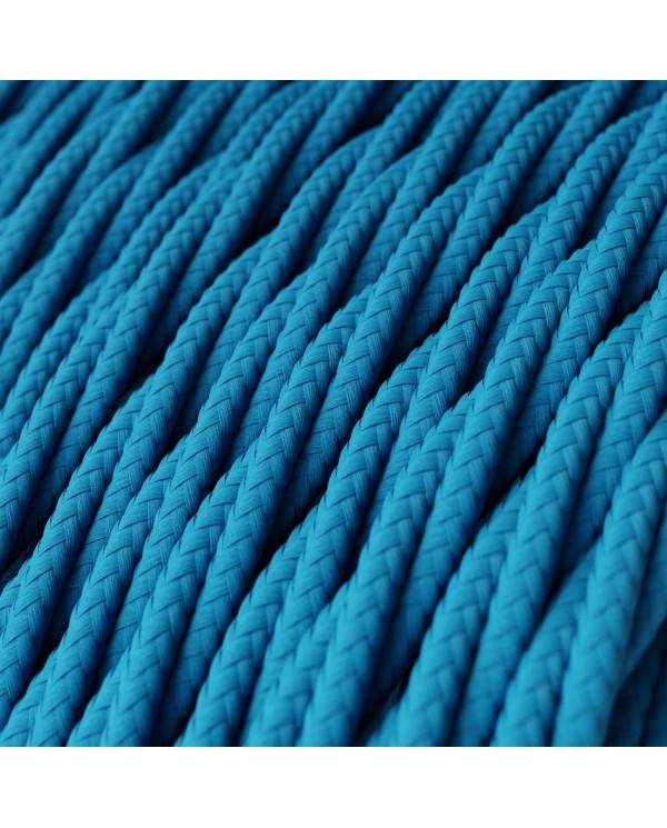 Glossy Blue Cyan Textile Cable - The Original Creative-Cables - TM11 braided 2x0.75mm / 3x0.75mm