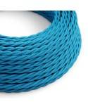 Cablu textil Glossy Blue Cyan - The Original Creative-Cables - TM11 impletit 2x0.75mm / 3x0.75mm