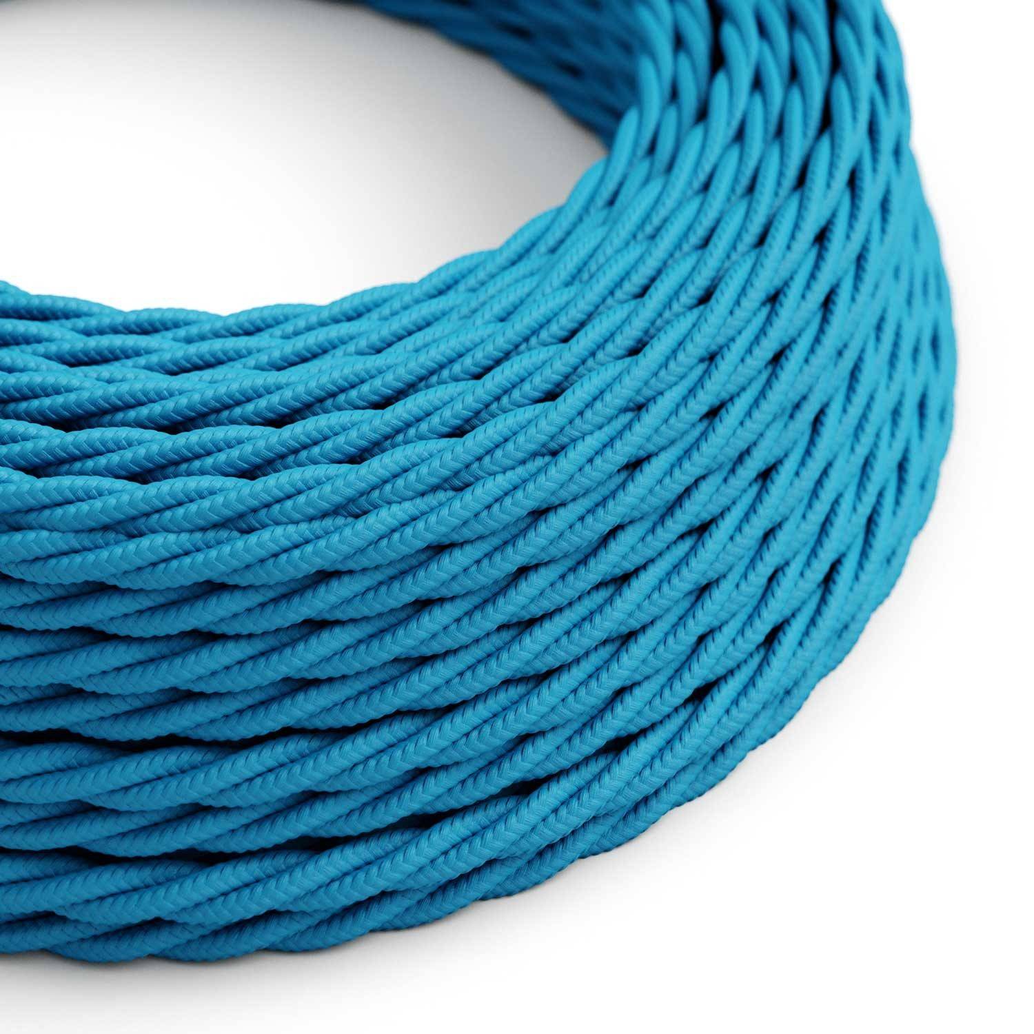 Cablu textil Glossy Blue Cyan - The Original Creative-Cables - TM11 impletit 2x0.75mm / 3x0.75mm