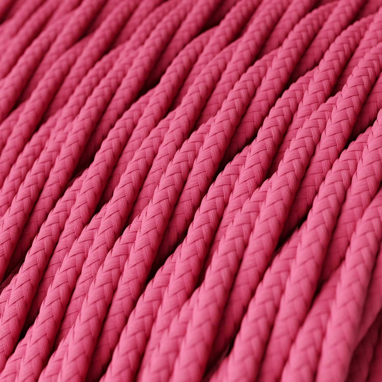 Cablu textil roz fuchsia lucios - Originalul Creative-Cables - TM08 împletit 2x0.75mm / 3x0.75mm