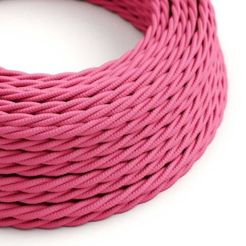 Cablu textil roz fuchsia lucios - Originalul Creative-Cables - TM08 împletit 2x0.75mm / 3x0.75mm