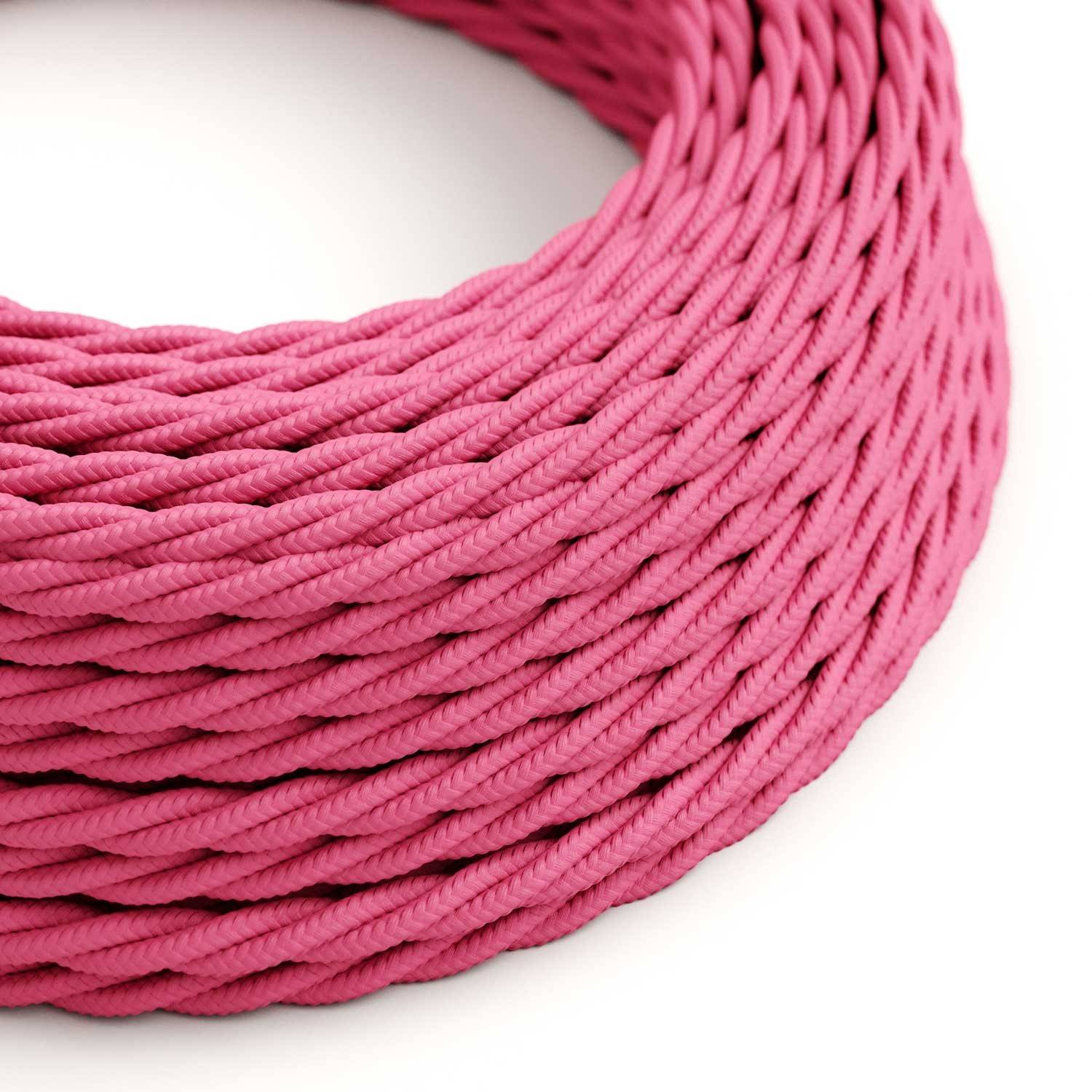 Cablu textil roz fuchsia lucios - Originalul Creative-Cables - TM08 împletit 2x0.75mm / 3x0.75mm