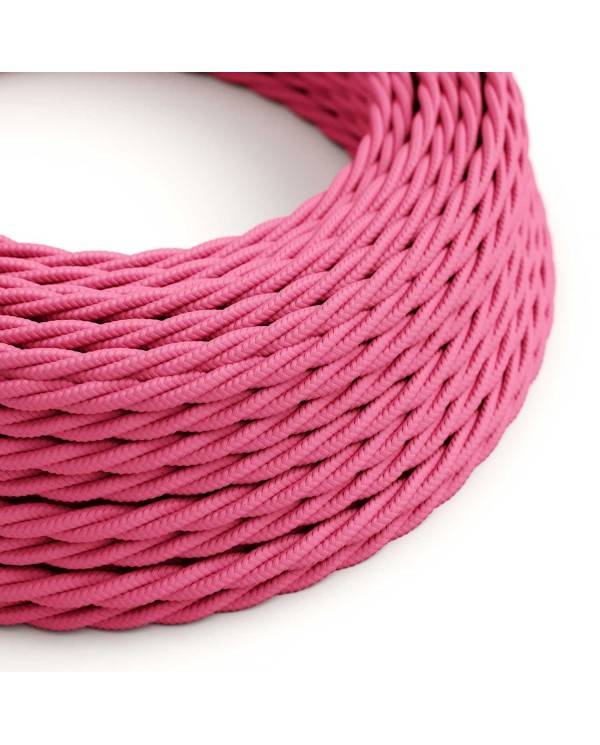 Cablu textil roz fuchsia lucios - Originalul Creative-Cables - TM08 împletit 2x0.75mm / 3x0.75mm